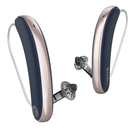 Signia Styletto 3IX Hearing Aids - Cosmic Blue and Rose Gold