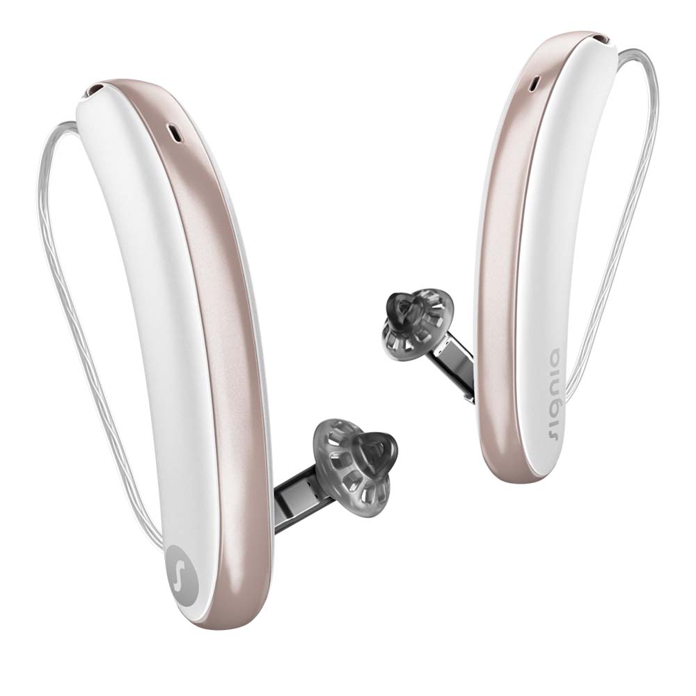 Signia Styletto 3IX Hearing Aids - Snow White Rose Gold